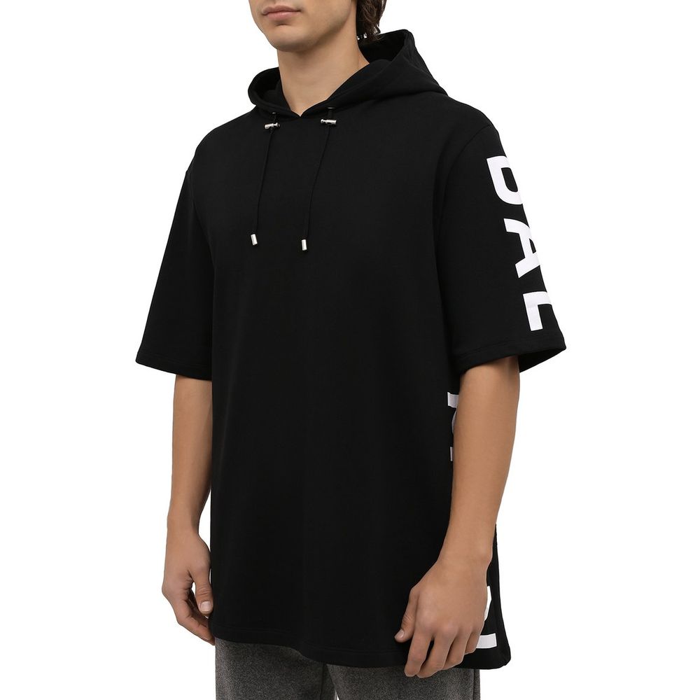Black Cotton Men Sweatshirt