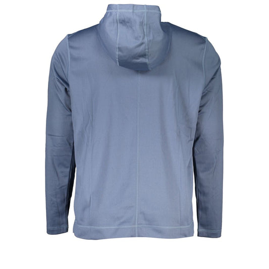 Blue Polyester Men's Hooded Sweater