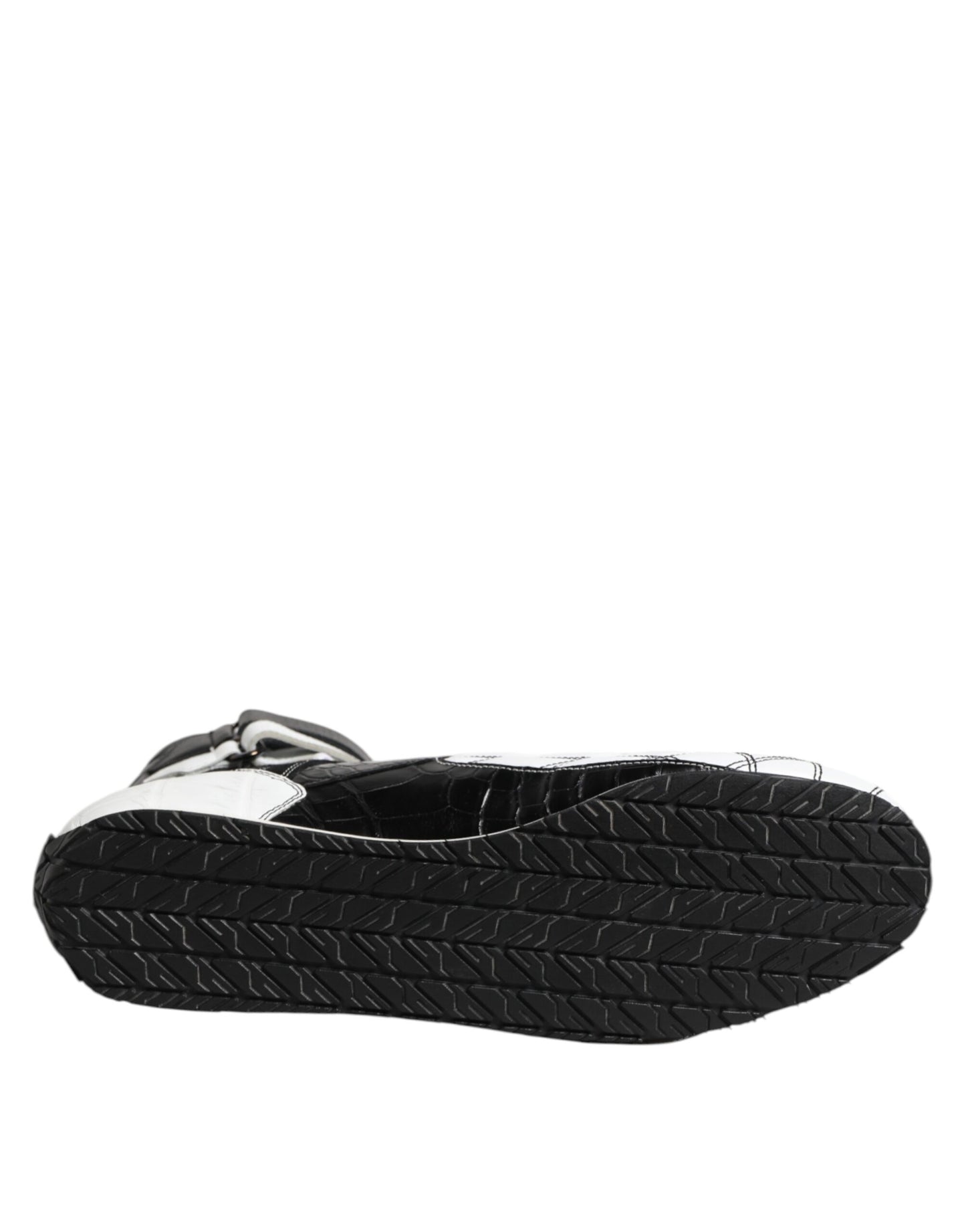 Black White Leather High Top Sneakers Shoes
