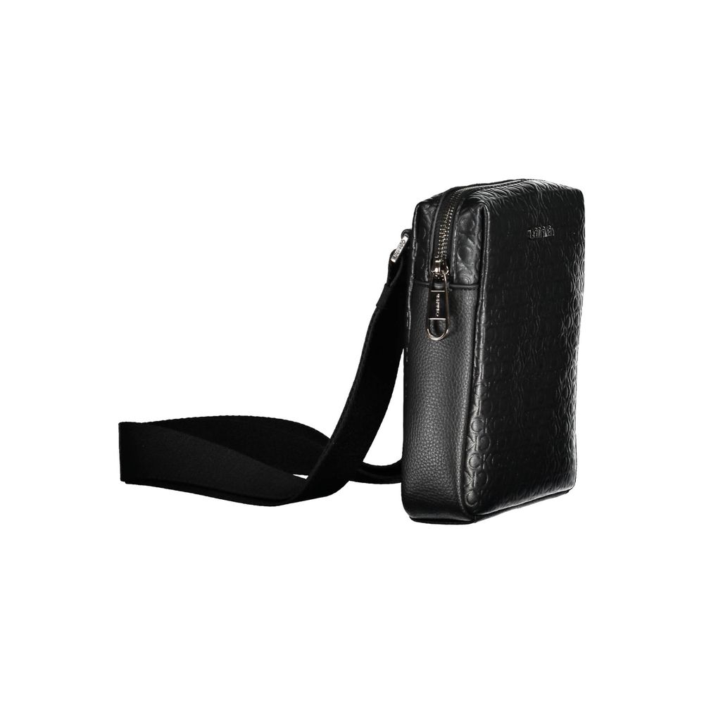 Black Polyurethane Men Shoulder Bag