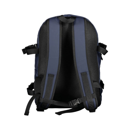 Blue Polyurethane Men Backpack