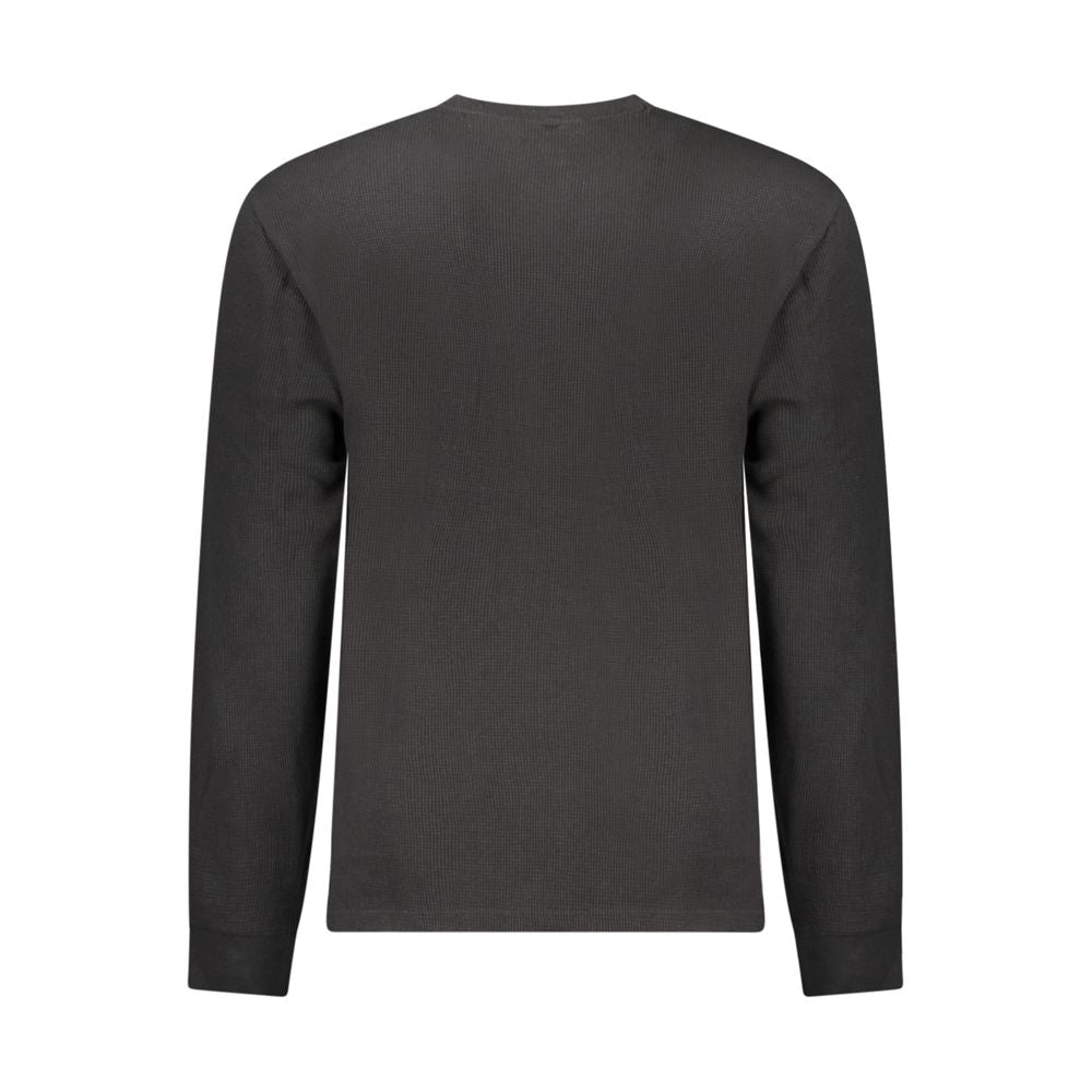 Black Cotton Men's Long Sleeve Shirt