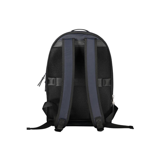 Blue Recycled Polyester Men Backpack