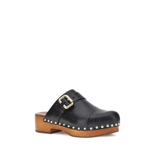Black Calf Leather Bos Taurus Clogs
