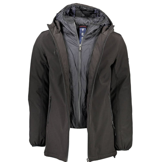 Black Polyester Men Jacket