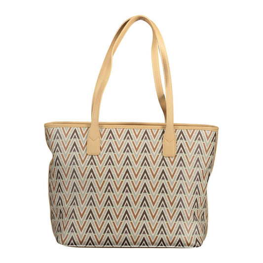Beige Polyurethane Women Handbag