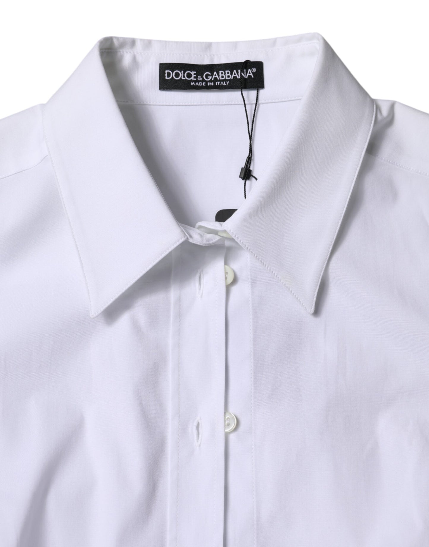 White Cotton Collared Long Sleeves Shirt Top