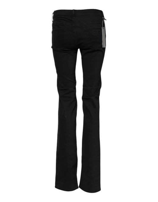 Black Cotton Stretch Flared Bootcut Denim Jeans