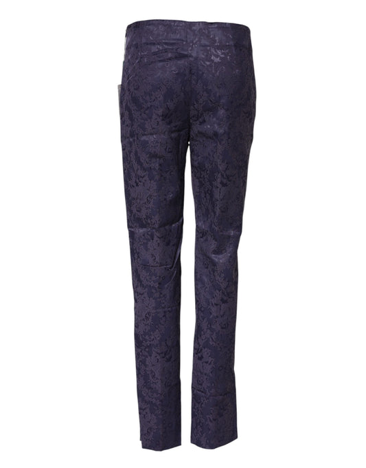 Purple Jacquard High Waisted Pants