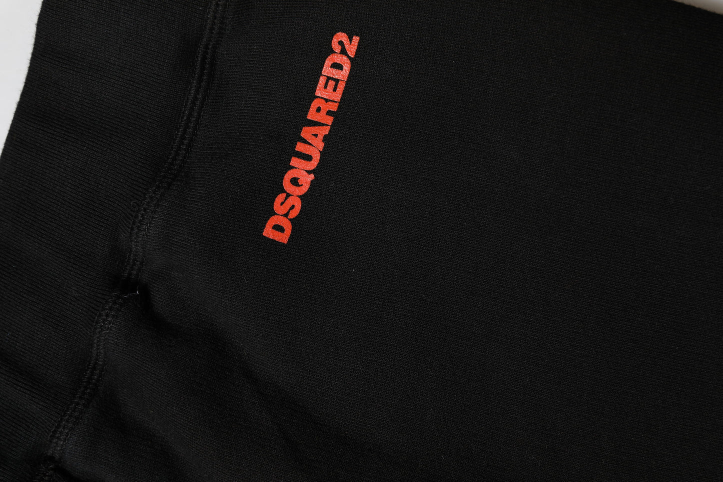 Black Red Cotton Straight Fit Jogger Pants