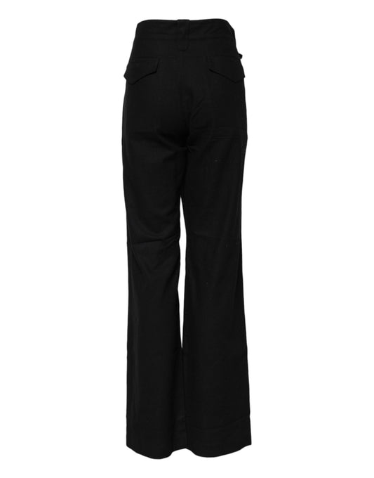 Black Straight Fit High Waist Pants