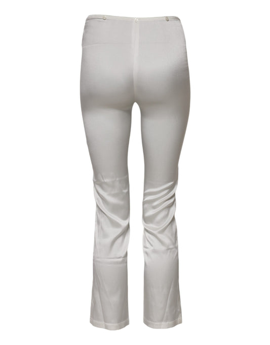 Ivory Silk Tapered High Waist Pants
