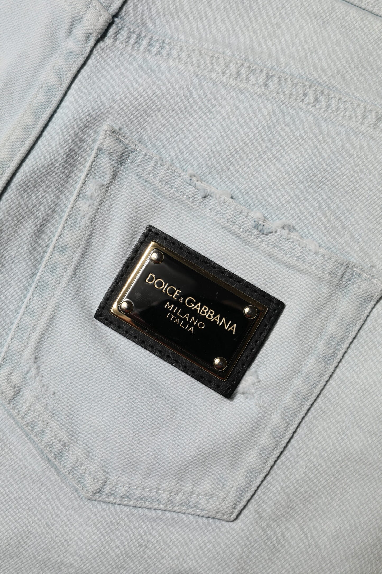 Light Blue Washed Denim Cotton Hot Pants Shorts