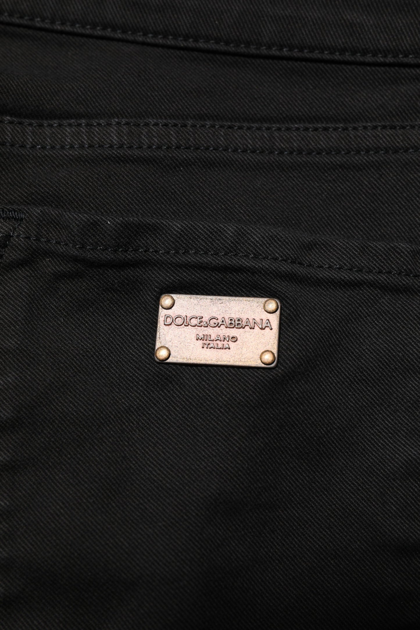 Black Cotton Logo Skinny Mid Waist Denim Jeans