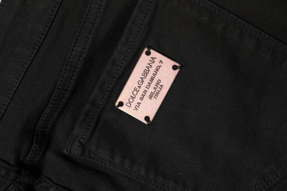 Black Cotton Skinny Mid Waist Denim Jeans