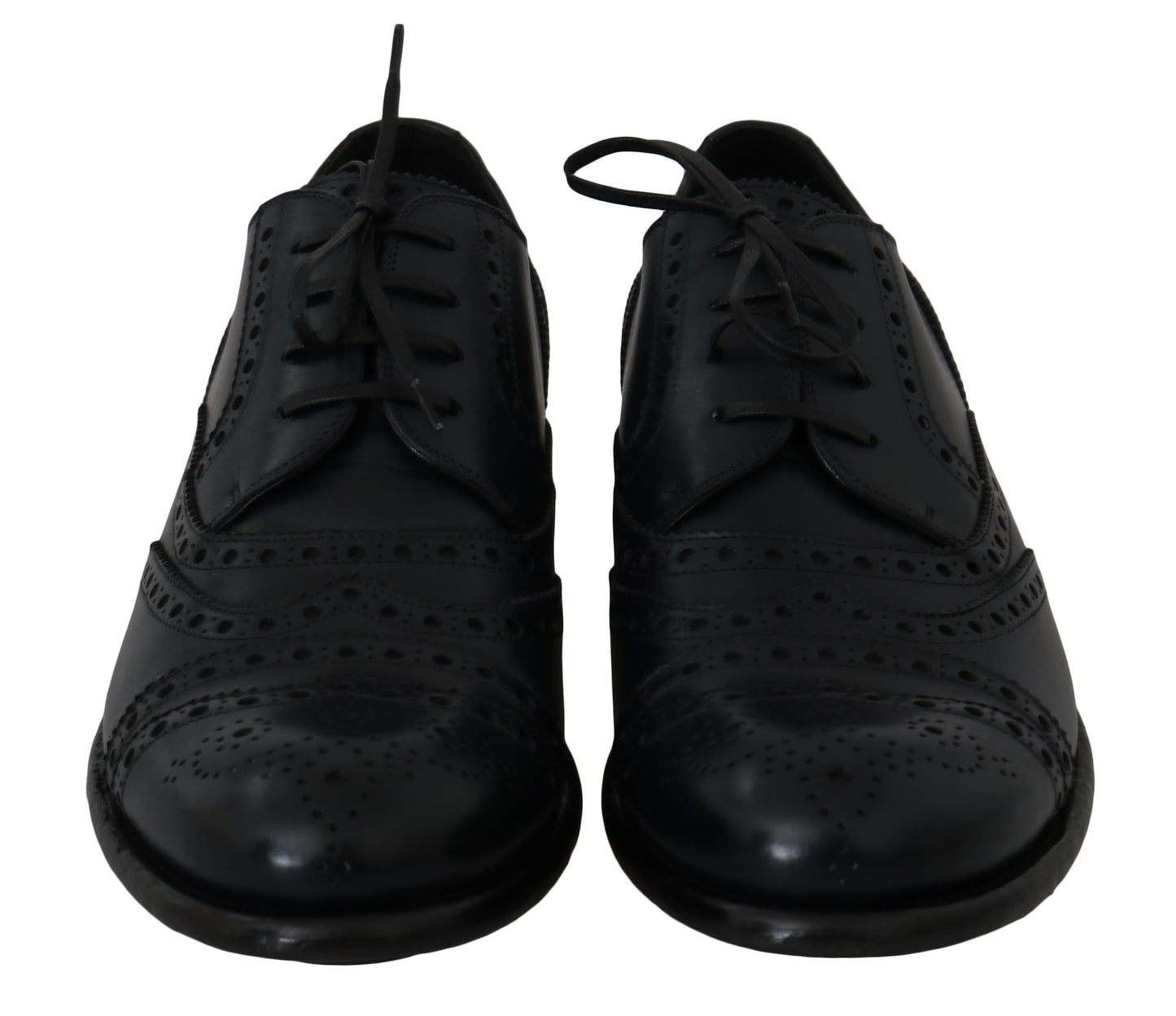 Elegant Blue Leather Wingtip Derby Shoes