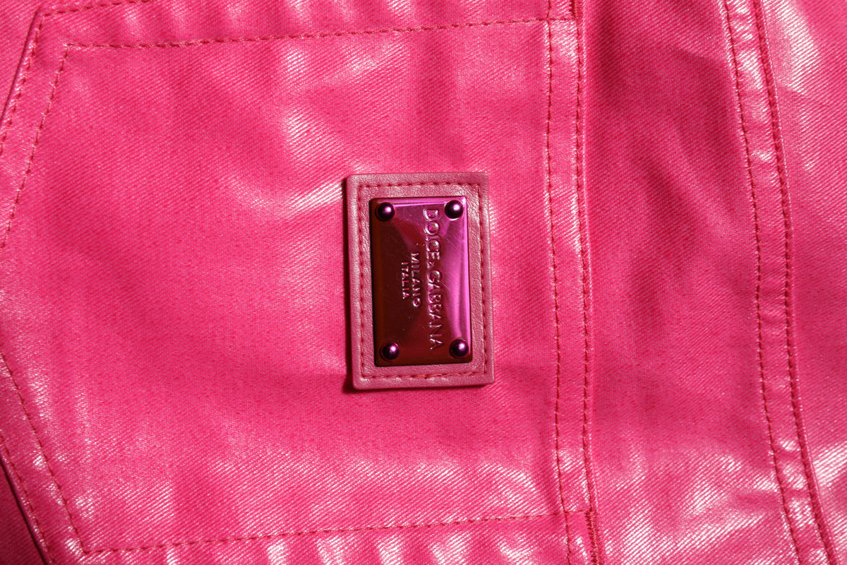 Pink Cotton High Waisted Skinny Denim Jeans