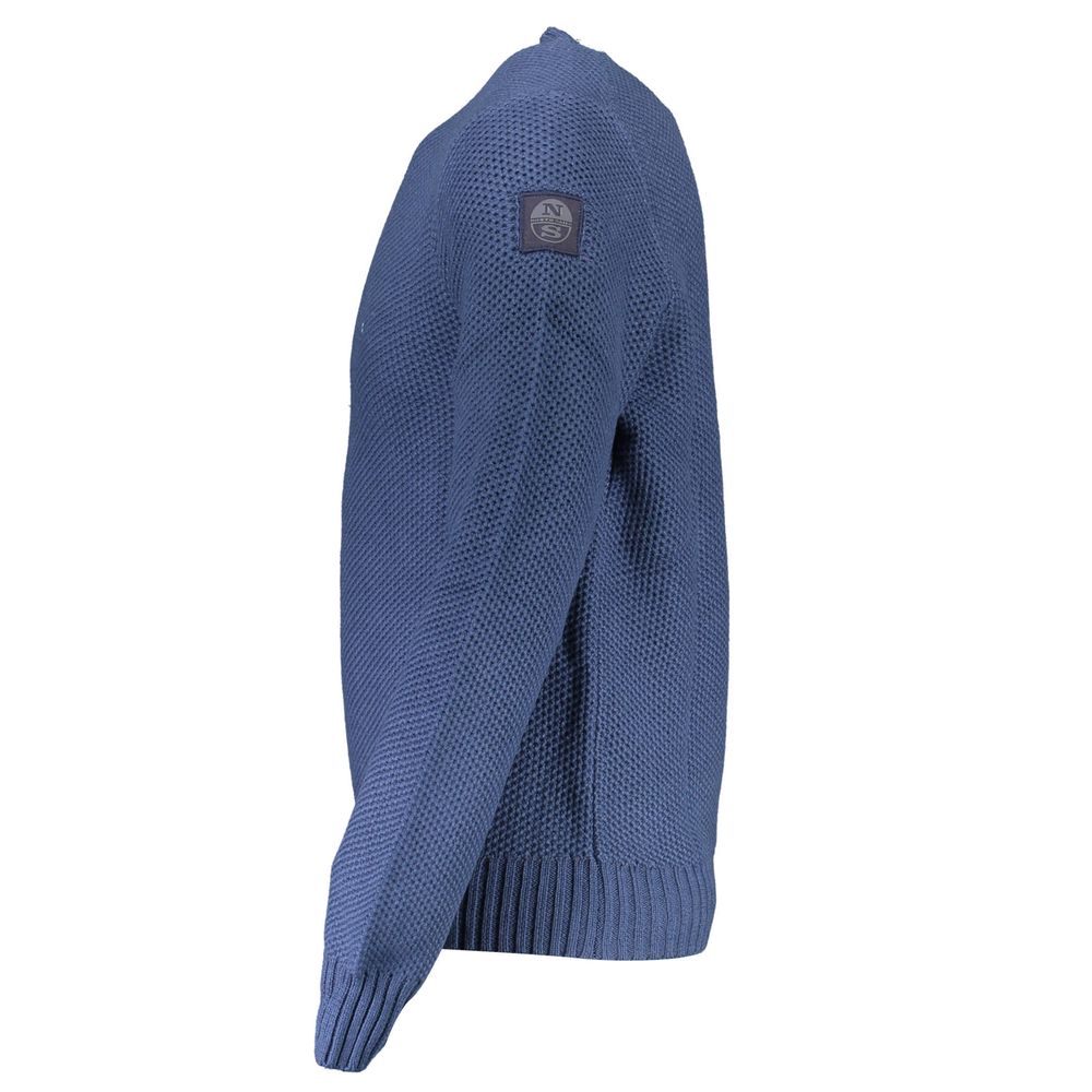 Blue Cotton Men Sweater