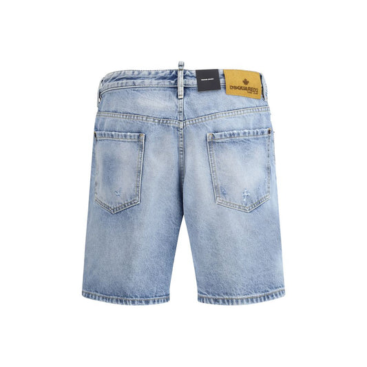 Blue Cotton Bermuda Shorts