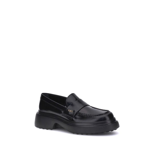 Black Rubber Platform Loafers