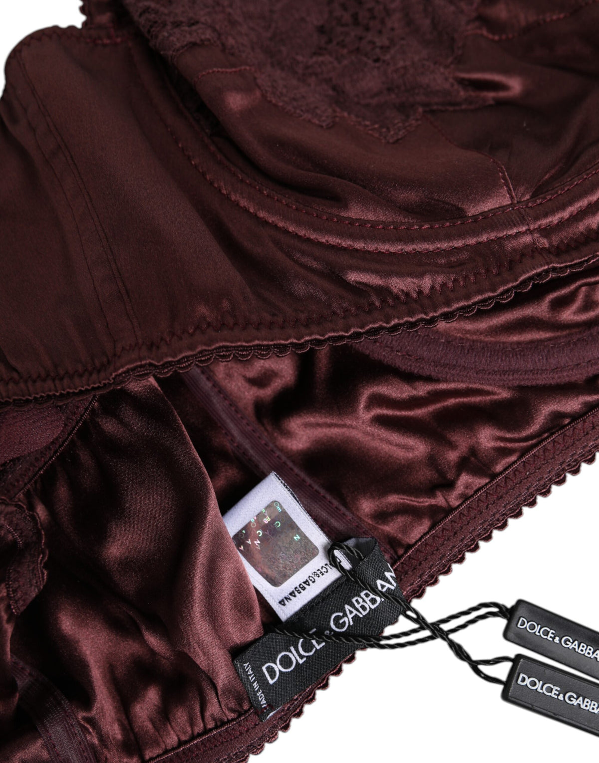 Burgundy Silk Underwired Balconette Bra Underwear