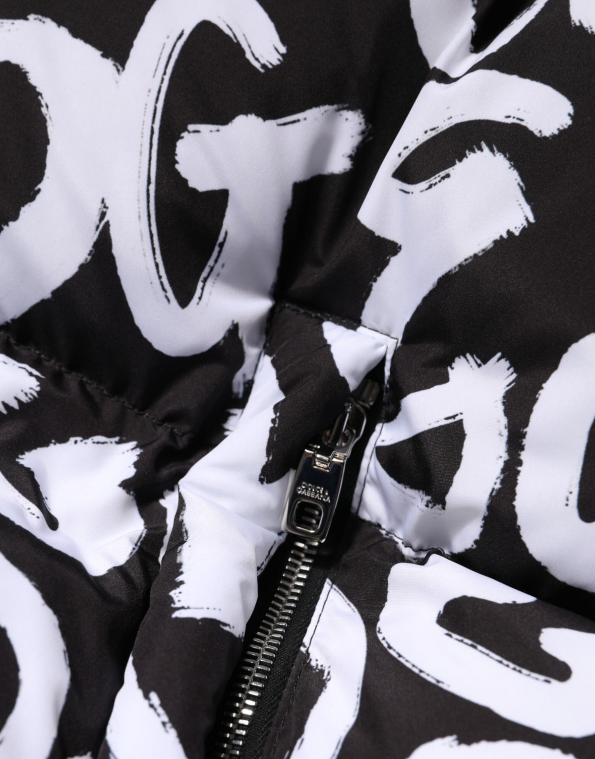 Black White DG Mania Hooded Long Coat Jacket