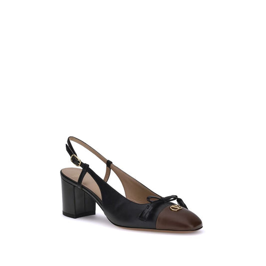 Black Goatskin Mid Heel Pumps