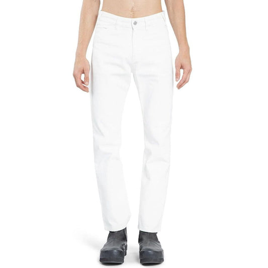 White Cotton Straight-Leg Jeans