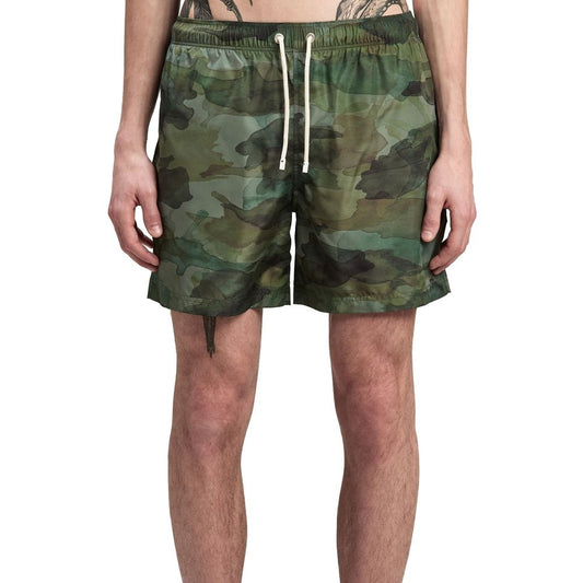 Green Polyester Swim Shorts