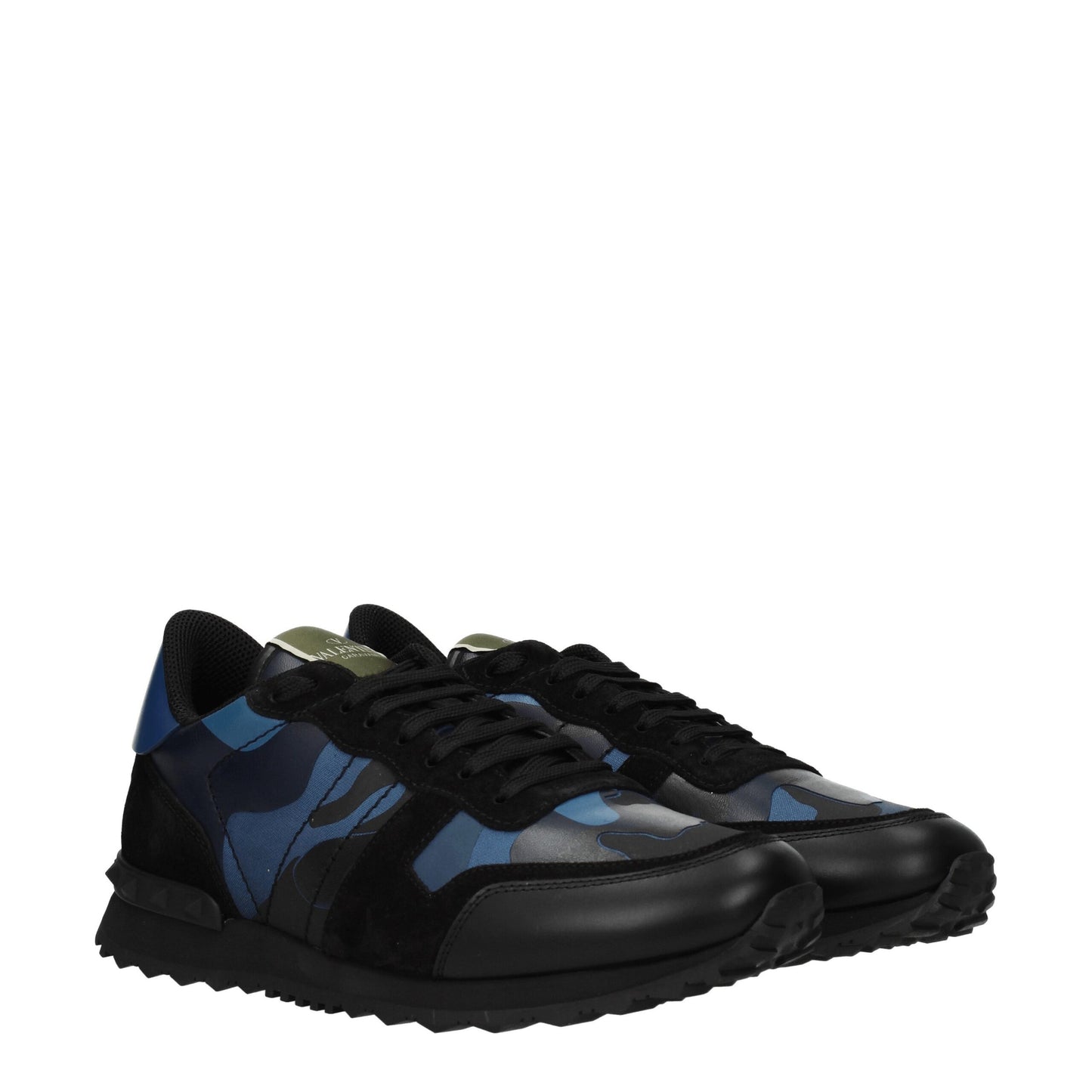 Blue Leather Low Top Sneakers