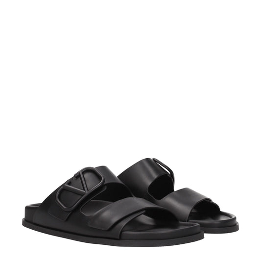 Black Leather Slippers