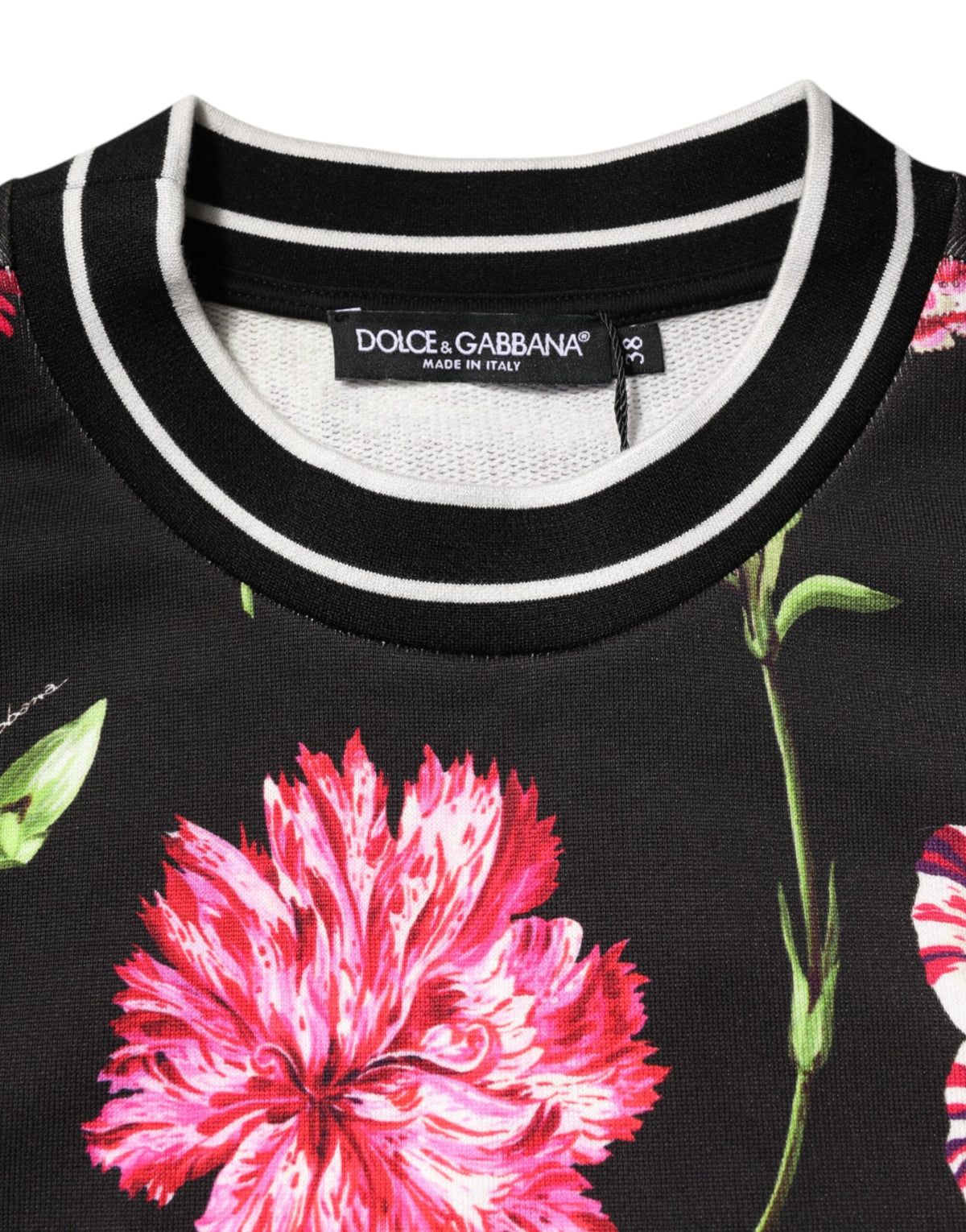Black Floral Print Cotton Short Sleeves Top