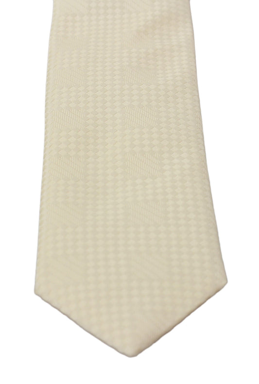 Elegant Cream Beige Silk Blend Neck Tie