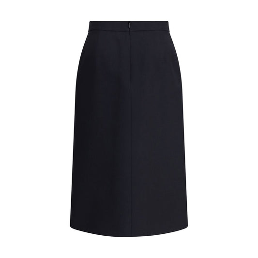 Black Fleece Wool Midi Skirt