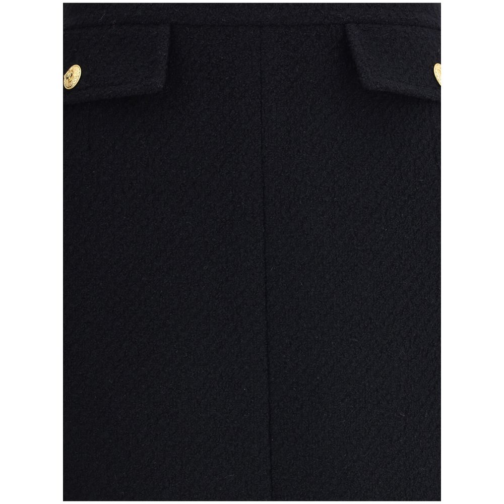 Black Wool Midi Skirt