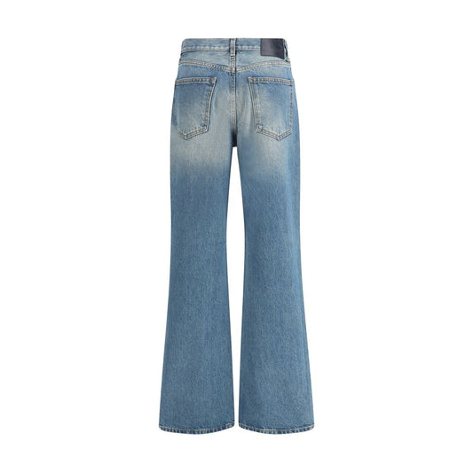 Blue Cotton Flared Jeans