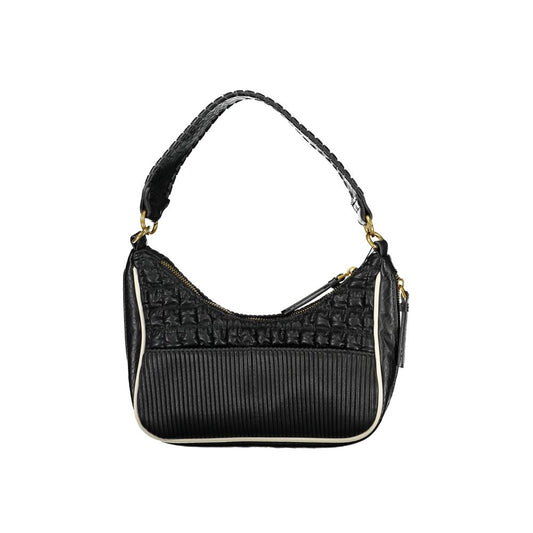 Black Polyurethane Women Handbag