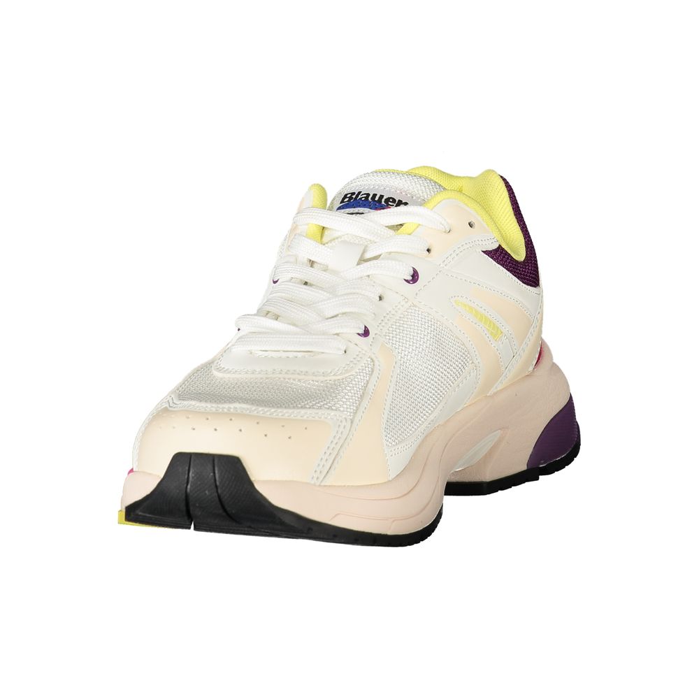 White Polyurethane Women Sneaker