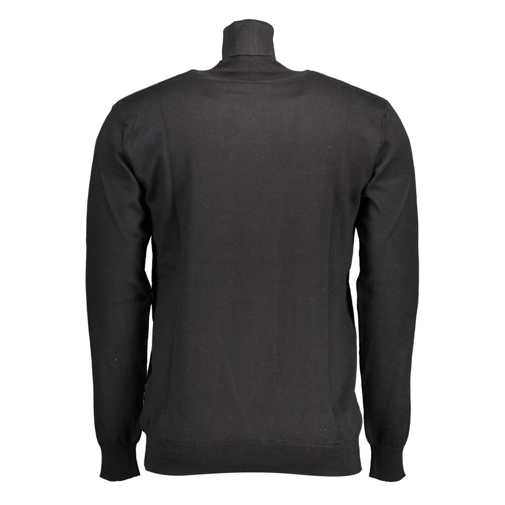 Black Cotton Men's Turtleneck Sweater