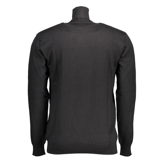 Black Cotton Men's Turtleneck Sweater