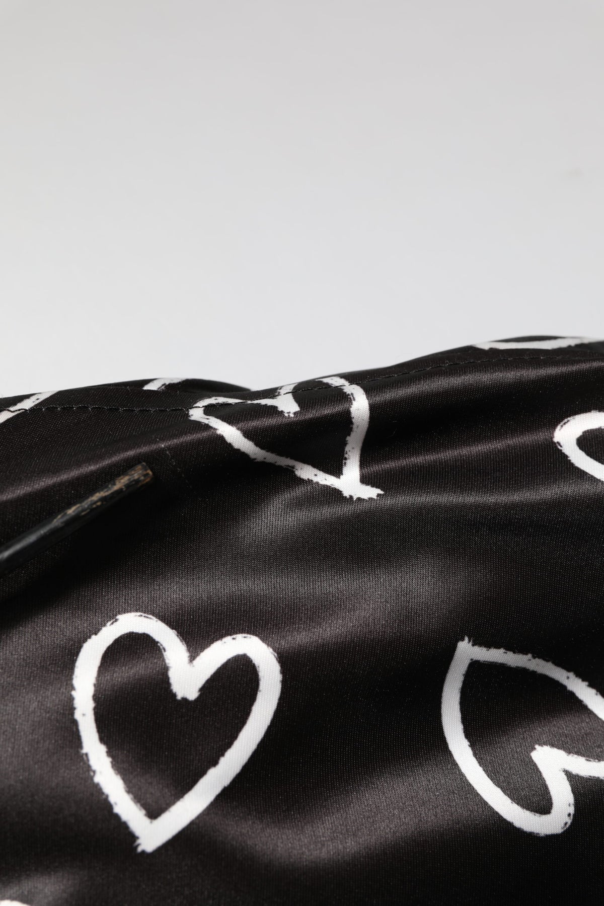 Black Polyester Heart Print Bomber Jacket