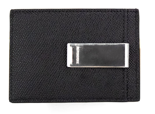 Chase Business Small Black Grained Leather Money Clip Card Case Wallet