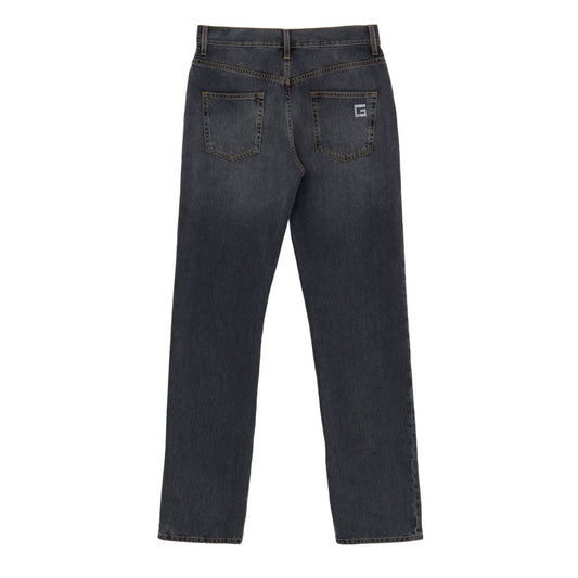 Gray Cotton Relaxed Fit Jeans
