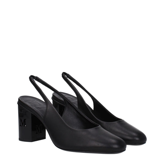 Black Leather High Heel Pumps