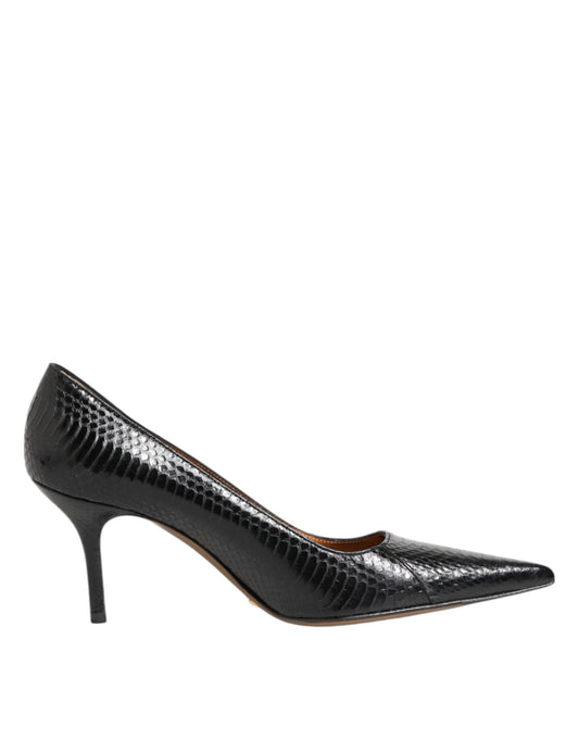 Black Exotic Leather Stiletto Pumps Shoes