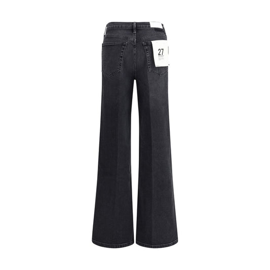 Black Cotton Flared Jeans