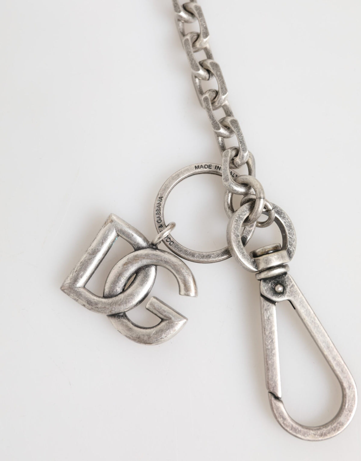 Silver Tone Brass DG Logo Detailing Chain Men Necklace