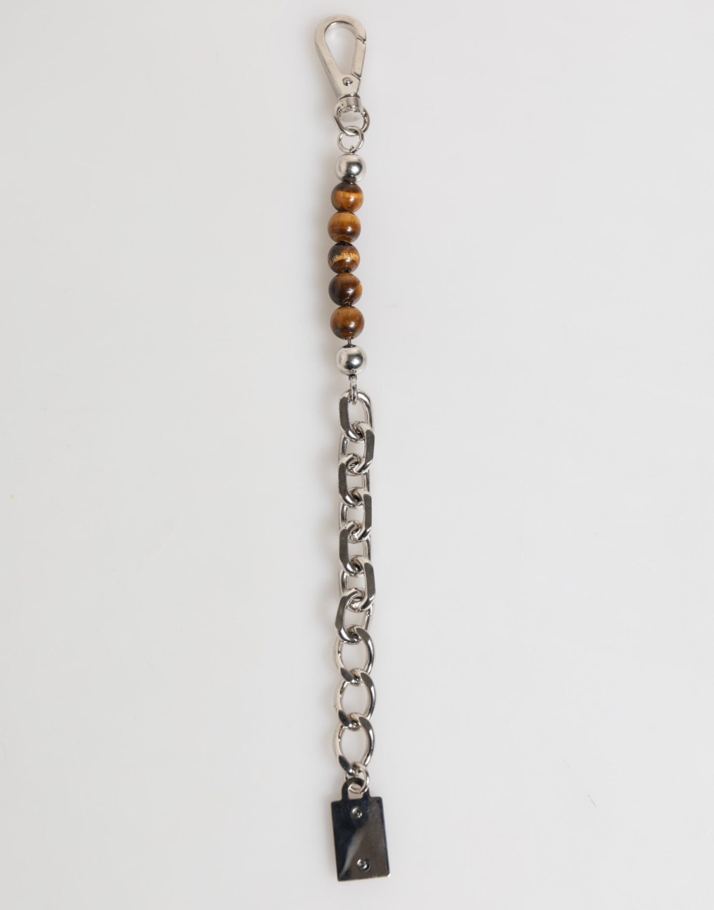 Silver Chain Brass Beaded Lobster Clasp Logo Men Bracelet