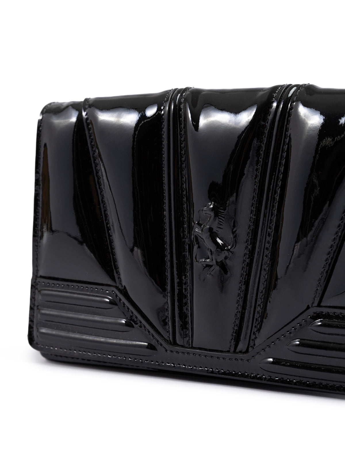 Black GT patent leather bag with chain