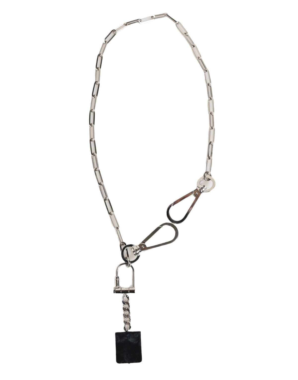 Silver Tone Metal Chain DG Logo Pendant Men Necklace